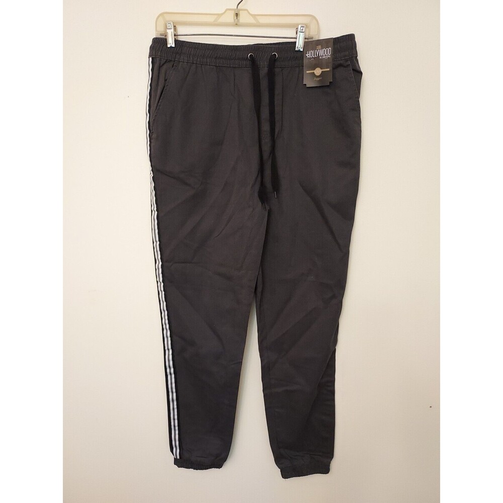 Hollywood The Jean People Mens Gray W/ White Stripes Jogger Pants Size XL NEW